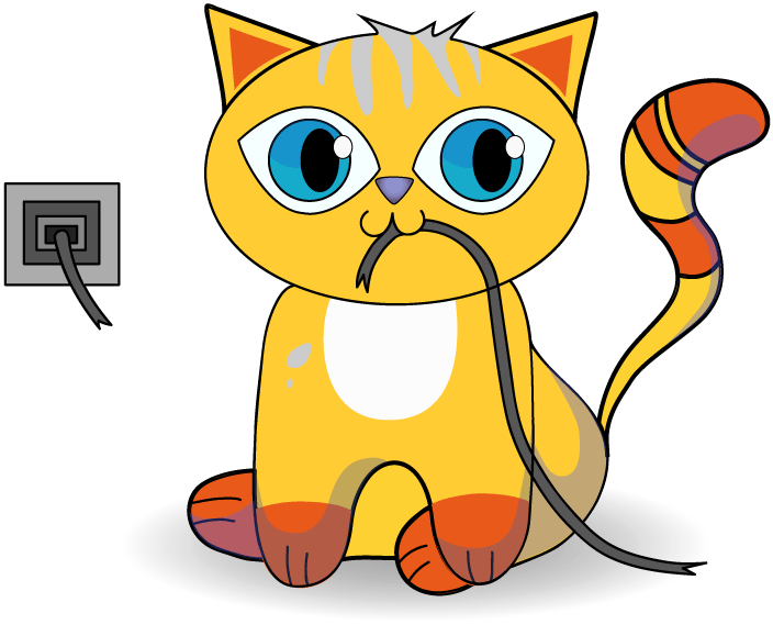 Cat that chewed through power cable